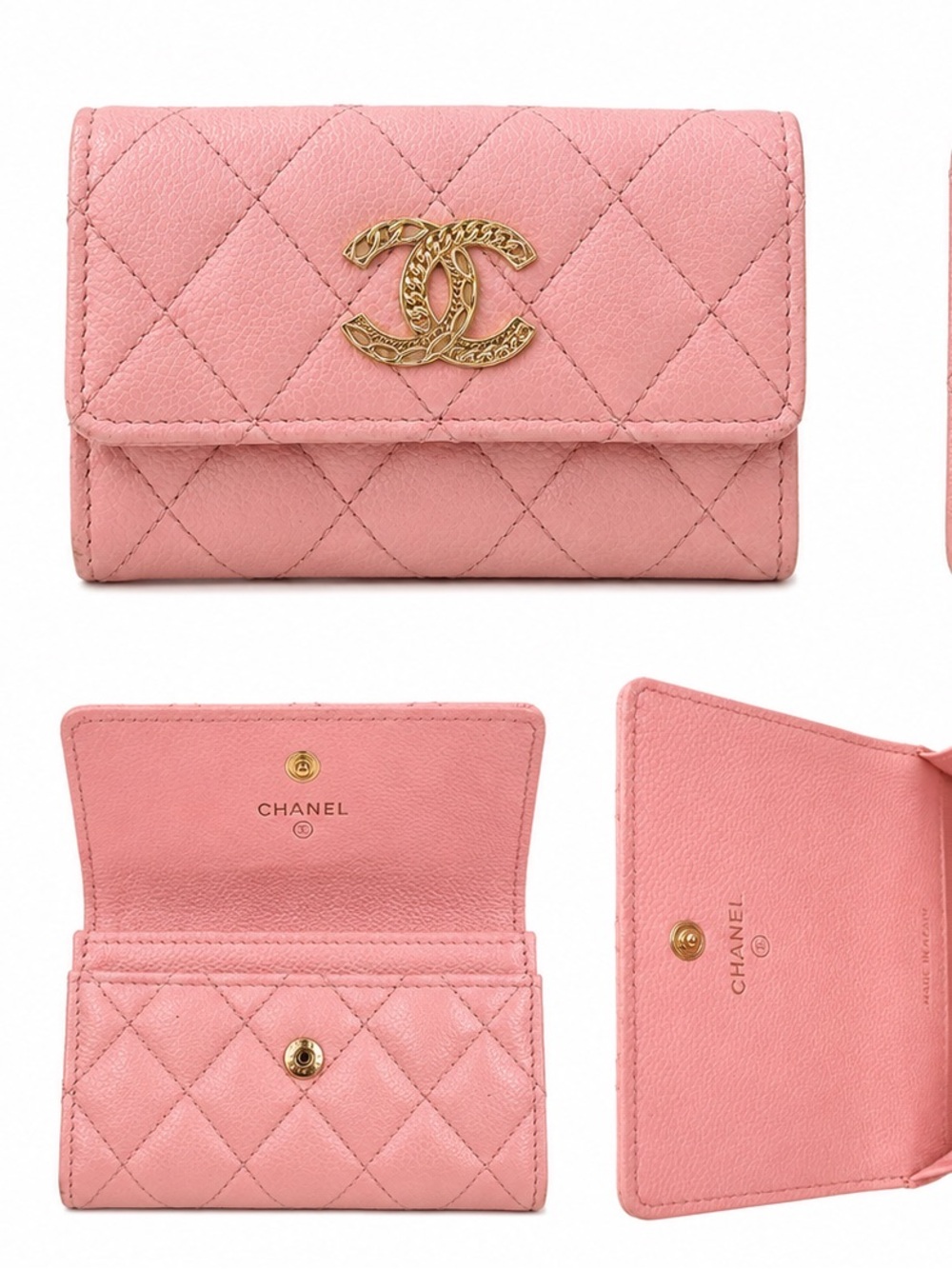 Chanel Pink Quilted Caviar Wallet with Gold CC - Picture 1 of 6